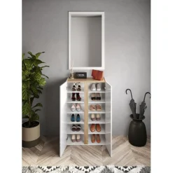 Meuble de rangement Ferrare 2 portes avec 5 étageres reglables blanc