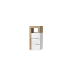 Meuble de rangement salle de bain 3 tiroirs façade blanc laqué brillant L35xH78 cm