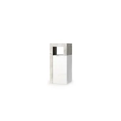 Meuble de rangement salle de bain 1 Porte effet béton façade blanc laqué L35xH78 cm