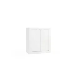 Meuble de rangement salle de bain 2 portes coloris blanc laqué brillant