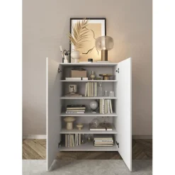 Meuble de rangement Villaricca 2 Portes blanc serigraphie Miroir