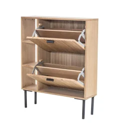 Meuble Entrée a Chaussures Bois 2 Tiroirs Marron