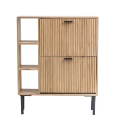 Meuble Entrée a Chaussures Bois 2 Tiroirs Marron
