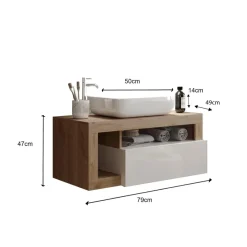 Meuble salle de bain Ancona suspendu coloris 78 cm