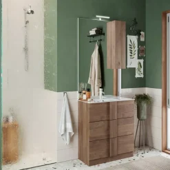 Meuble salle de bain Jessie sur pieds coloris Chêne Mercure