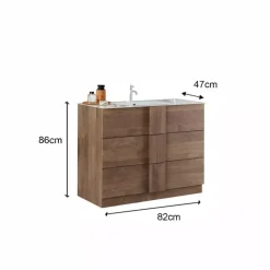 Meuble salle de bain Jessie sur pieds coloris Chêne Mercure