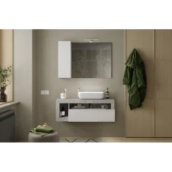 Meuble salle de bain suspendu Ancona coloris Béton 110 cm