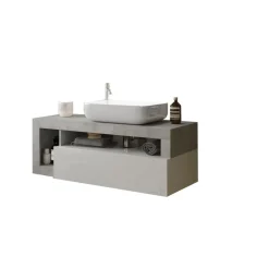 Meuble salle de bain suspendu Ancona coloris Béton 110 cm