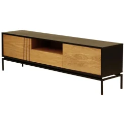 Meuble télé 180cm naturel et noir