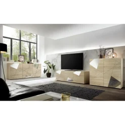 Meuble TV 3 portes beige