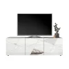Meuble TV 3 portes VITTORIA blanc laqué avec sérigraphie