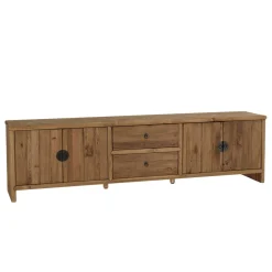 Meuble TV 2 tiroirs 4 portes bois pin recyclé SANDY