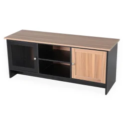 Meuble TV contemporain 2 portes Franck Bois et Noir