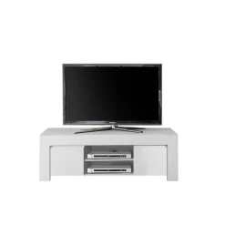 Meuble TV deux portes en bois FIRENZE blanc opaque