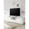 Meuble TV deux portes et 1 tiroir MIRO laqué blanc brillant