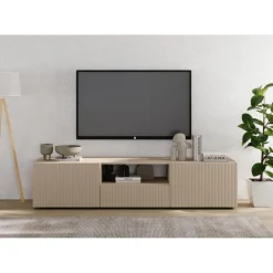 Meuble TV en Panneau de particules Bois blanc
