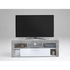 Meuble TV gris béton blanc ONIA