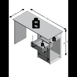 Meuble TV gris béton blanc ONIA