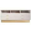 Meuble TV moderne 4 tiroirs Taupe clair et Or