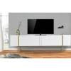 Meuble TV moderne avec 2 portes Valmain Blanc et Métal Or