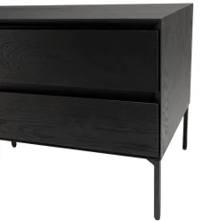 Meuble TV noir 1 porte 2 tiroirs pieds métal noir MAXENDRE