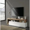 Meuble TV un abattant blanc lacqué brillant bois mercure