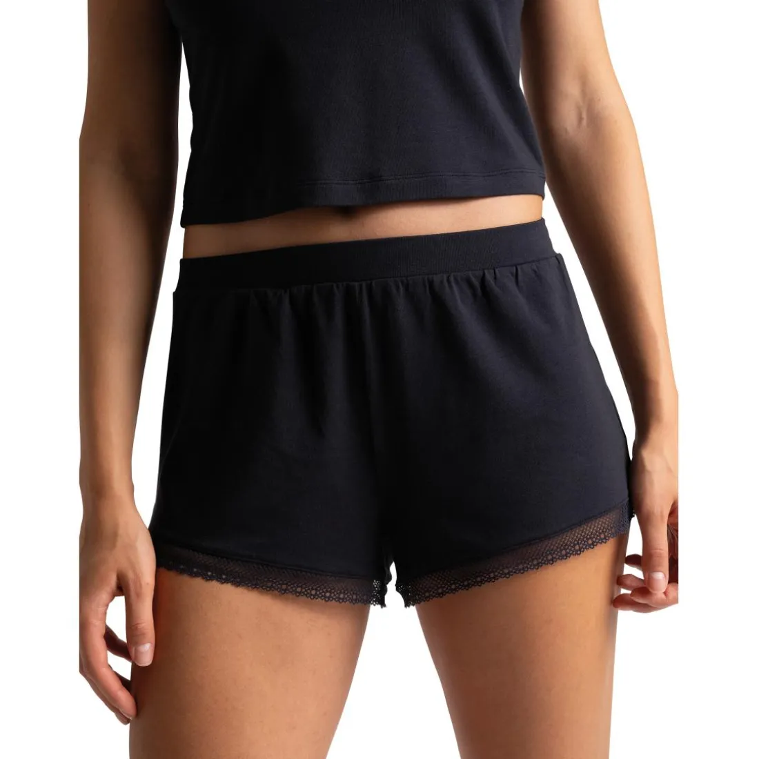Mini short taille haute en coton - Noir