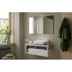Miroir Led avec Colonne Integrée 1 Porte H30 cm coloris Béton