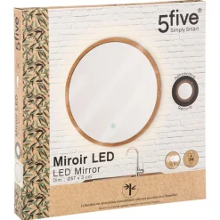 Miroir LED Mural Rond Bambou