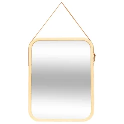 Miroir mural avec lanière en cuir