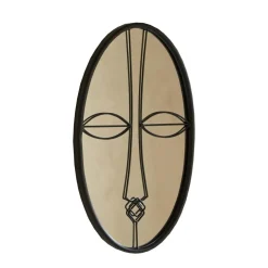 Miroir ovale décor ethnique en métal LOOKY noir