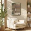 Miroir rectangulaire angles arrondis en métal vert HELENA