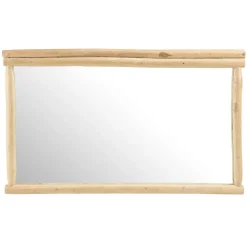Miroir rectangulaire en branches de Teck naturel WILL Beige