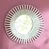 Miroir rond en bambou MOUSSA vert et blanc