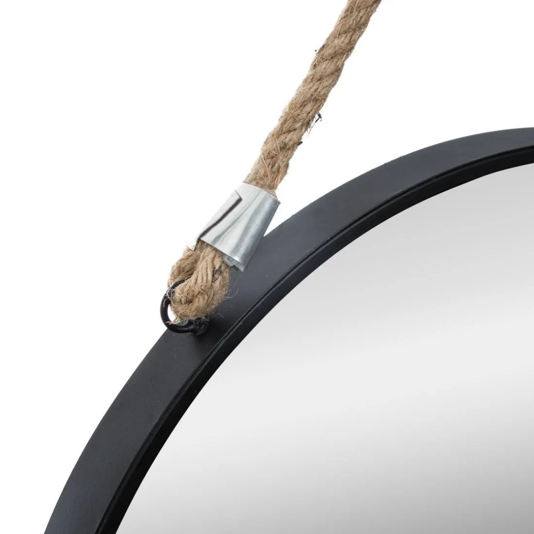 Miroir Rond Métal avec Corde noir