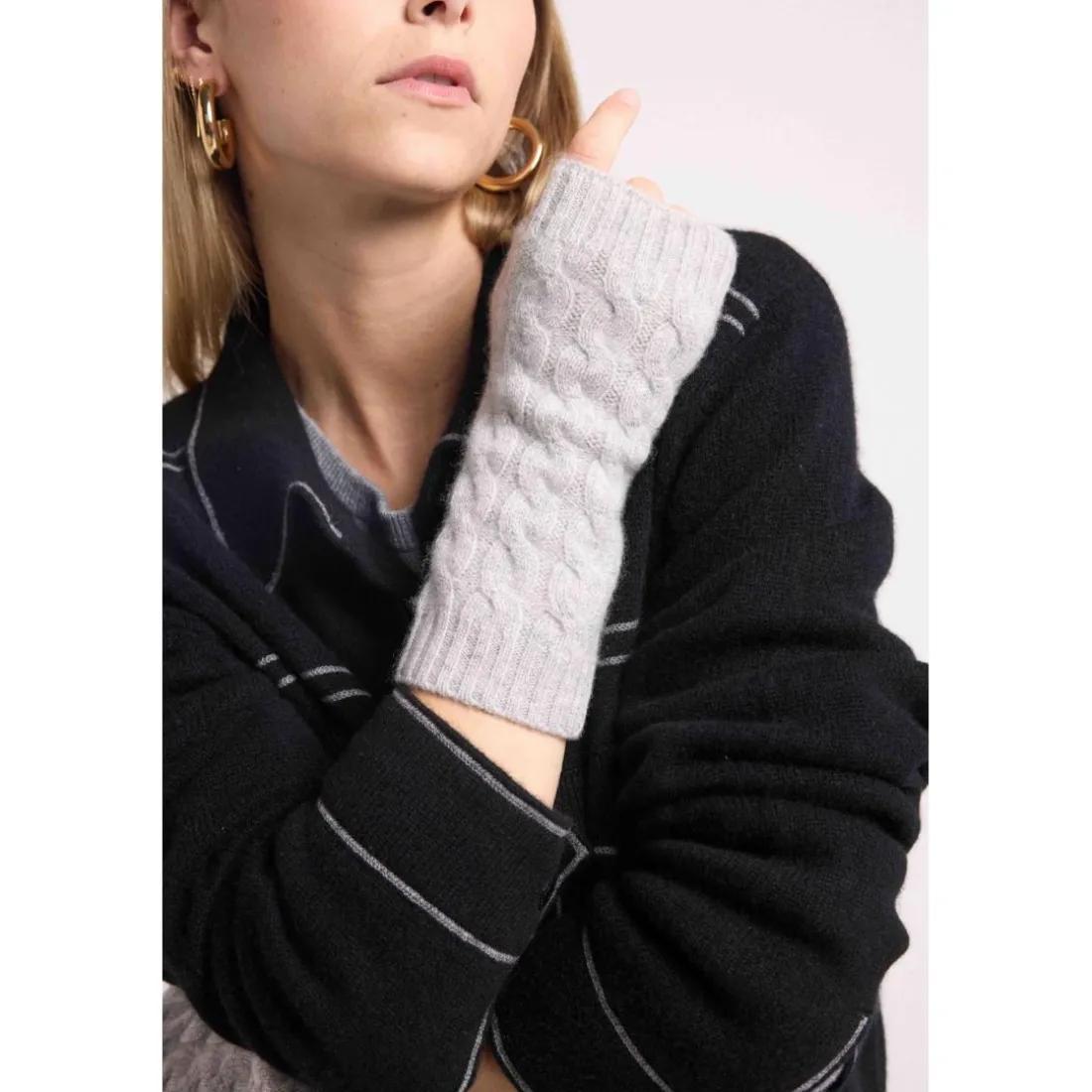 Mitaines unisexe LILI en cachemire gris