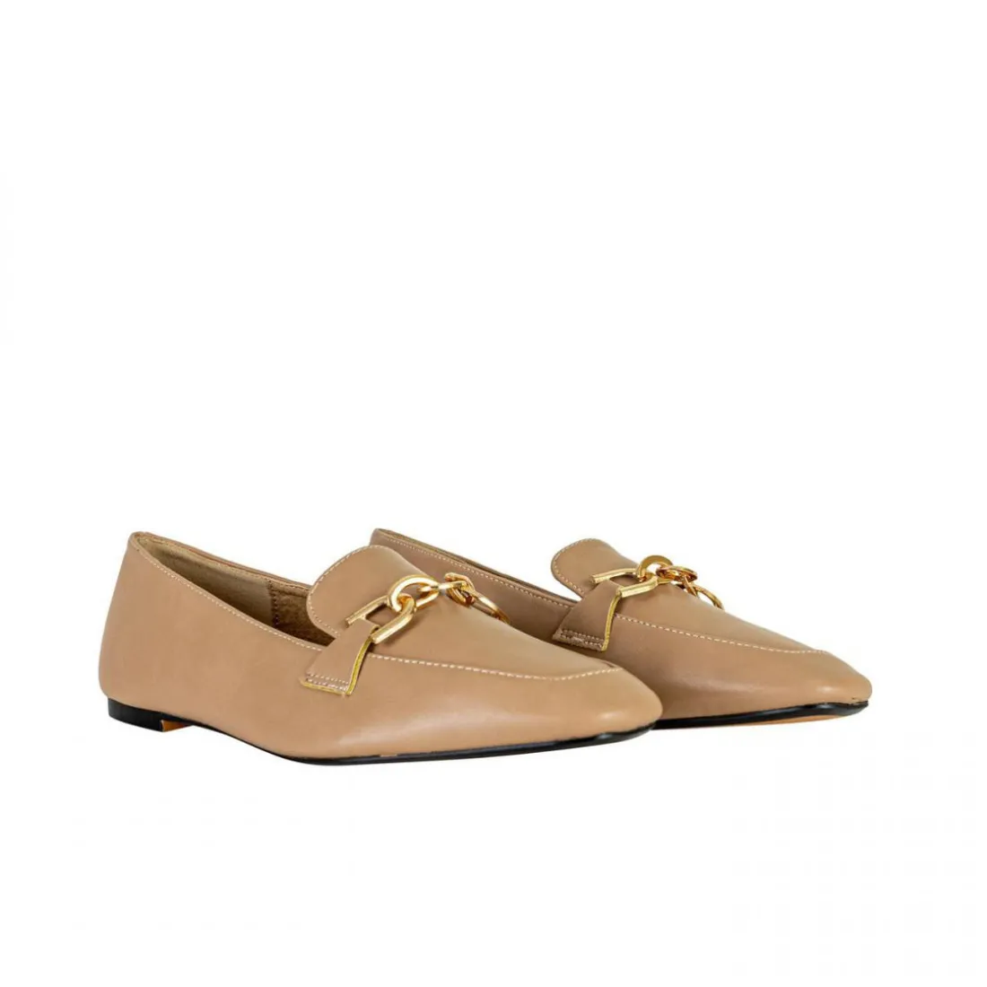 Mocassin Caro beige kaki en cuir