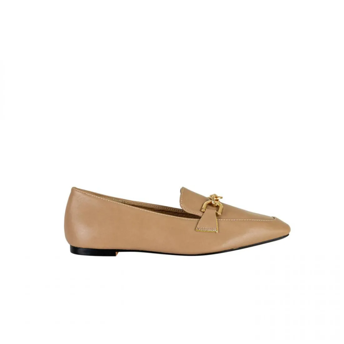 Mocassin Caro beige kaki en cuir