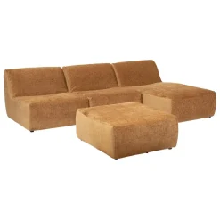 Module chaise longue en velours vert cèdre
