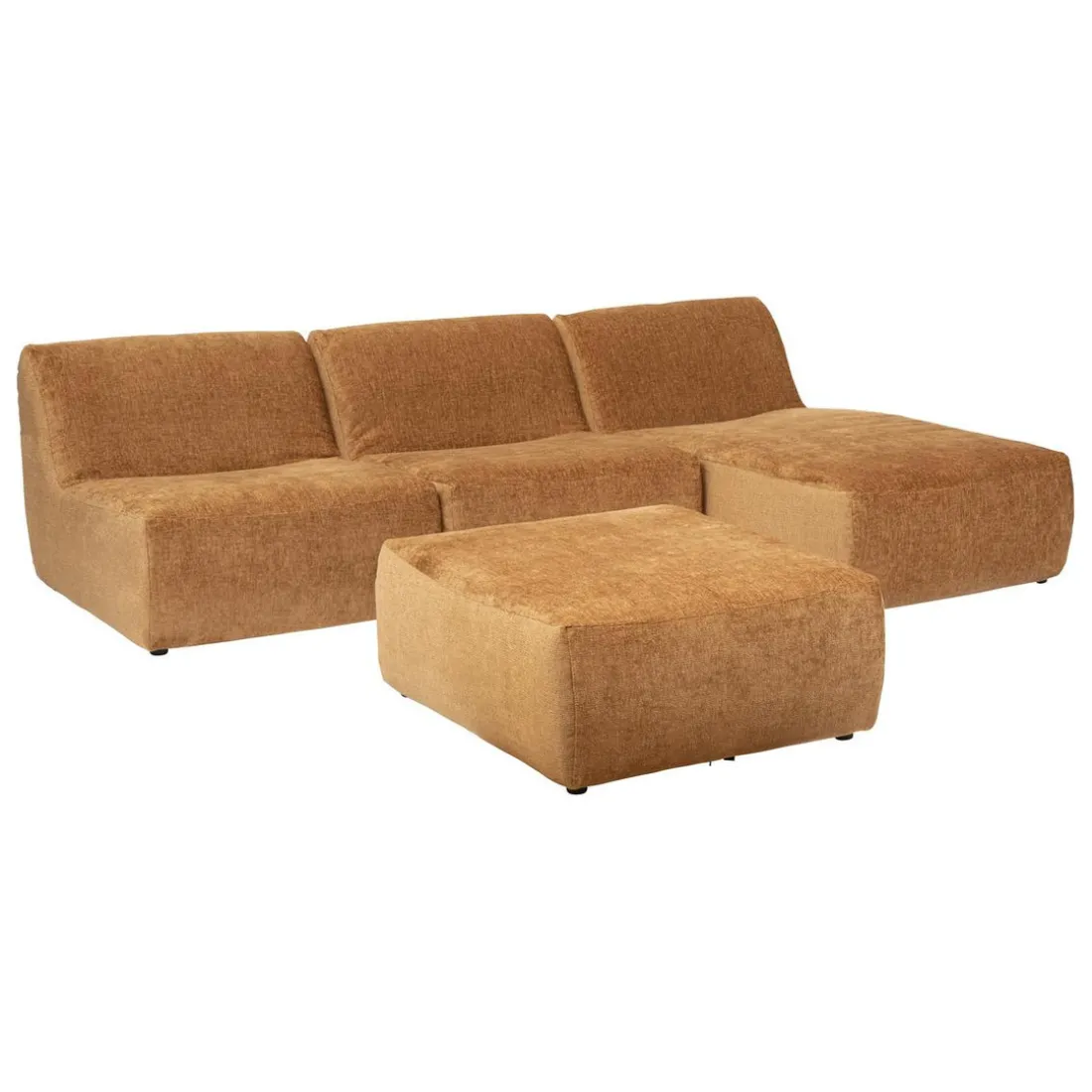 Module chaise longue en velours vert cèdre