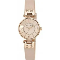 Montre Anne Klein AK-9442RGLP - Bracelet Cuir Rose Boîtier Aluminium Doré rose Femme