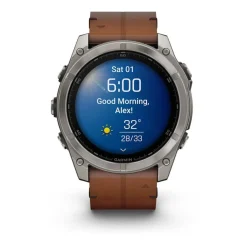 Montre Connectée Garmin - 010-02905-40 Fēnix 8 Amoled - 51Mm - Sapphire, Titane, Carbon Gray Dlc Avec Bracelet Cuir Marron + Bracelet Silicone Noir