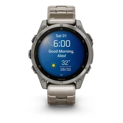 Montre Connectée Garmin - 010-02904-40 Fēnix 8 Amoled - 47Mm - Sapphire, Titanium Avec Bracelet Titanium + Bracelet Silicone Noir