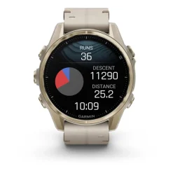 Montre Connectée Garmin - 010-02903-40 Fēnix 8 Amoled - 43Mm - Sapphire, Soft Gold Avec Bracelet Cuir Beige Crème + Bracelet Silicone Gris Cendré