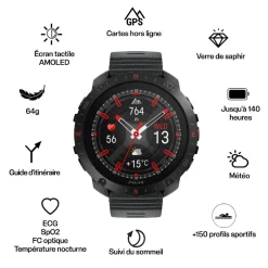 Montre Connectée Mixte 900110286 - POLAR Grit X2 Pro Black S-L + H10