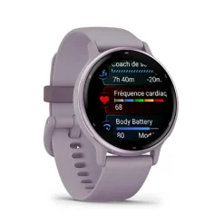 Montre connectée Mixte Garmin VÍVOACTIVE® 5 Lunette aluminium Metallic Orchid, boitier violet et bracelet silicone violet