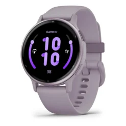 Montre connectée Mixte Garmin VÍVOACTIVE® 5 Lunette aluminium Metallic Orchid, boitier violet et bracelet silicone violet