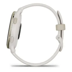 Montre connectée Mixte Garmin VÍVOACTIVE® 5 Lunette aluminium Soft Gold, boitier ivoire et bracelet silicone ivoire