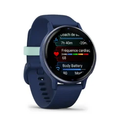 Montre connectée Mixte Garmin VÍVOACTIVE® 5 Lunette aluminium Metallic Blue, boitier bleu et bracelet silicone bleu