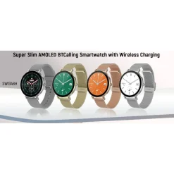 Montre connectée Mixte Smarty Super Slim Amoled - SW079A Bracelet Acier Doré rose